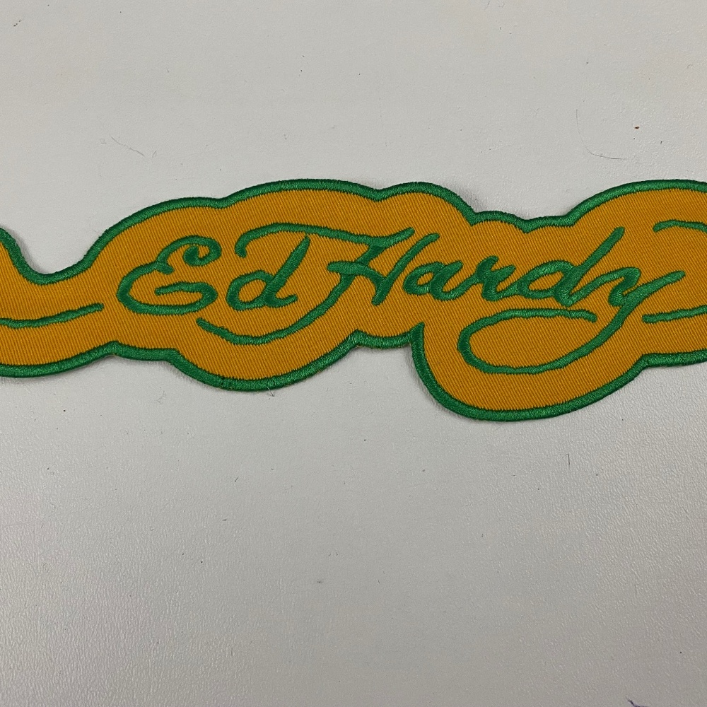 Ed Hardy Yellow Iron on Patch Appliqué Embroidered Sewing (Large)